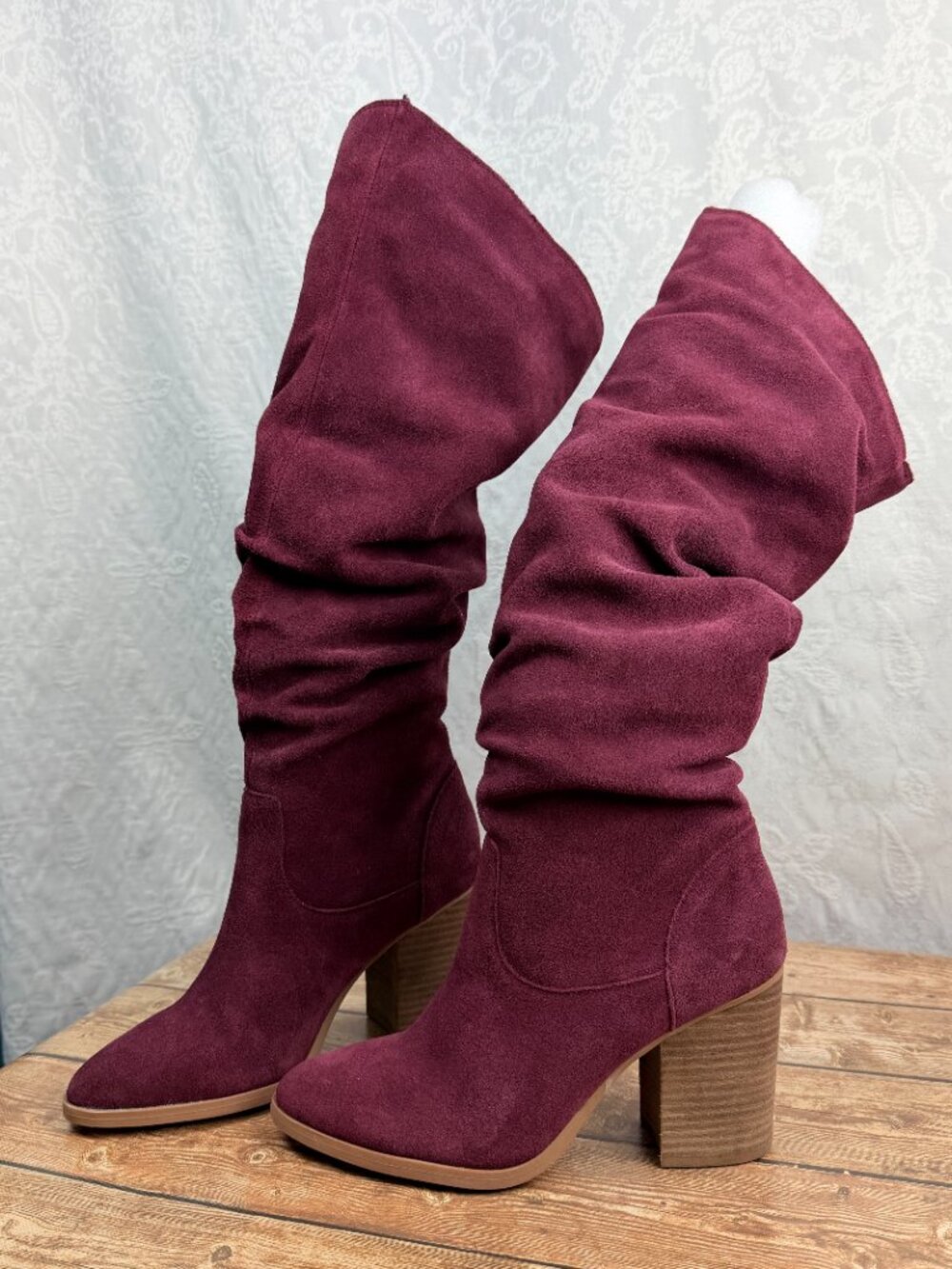 Nine West Burgundy Slouch Tall Heeled Boots Size 9 Title: Nine West Women's - Picture 7 of 12